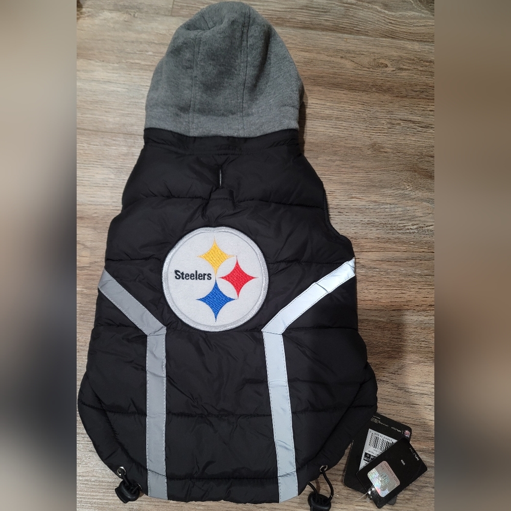 NWT NFL Puffer Pet Dog Vest Pittsburgh Steelers XL